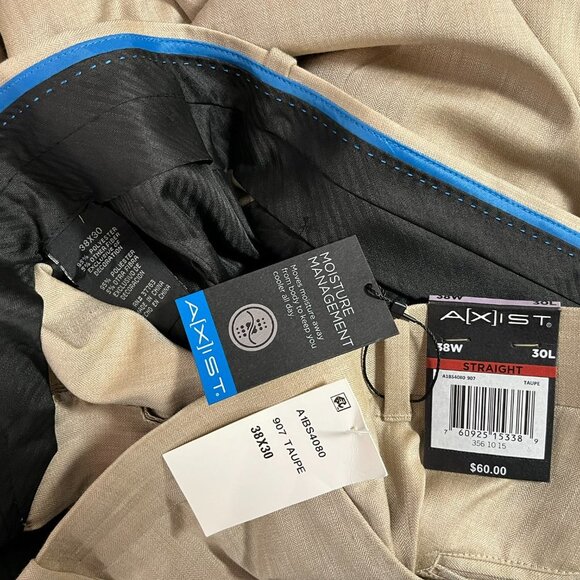 AXIST Men's Taupe Ultra Series No Iron Dress Pants - Size 38 x 30 - NWT $60 - Picture 5 of 5